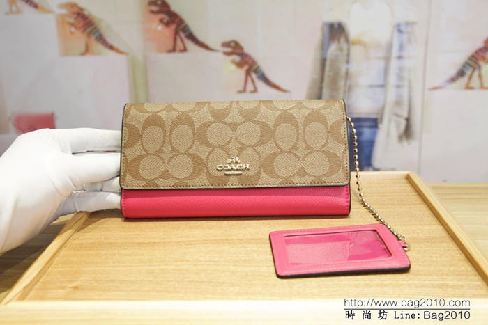 COACH蔻馳 原單 Coach53763 女士三折大手包 專櫃用料PVC拼頭層牛皮 專櫃爆款  Chz1194